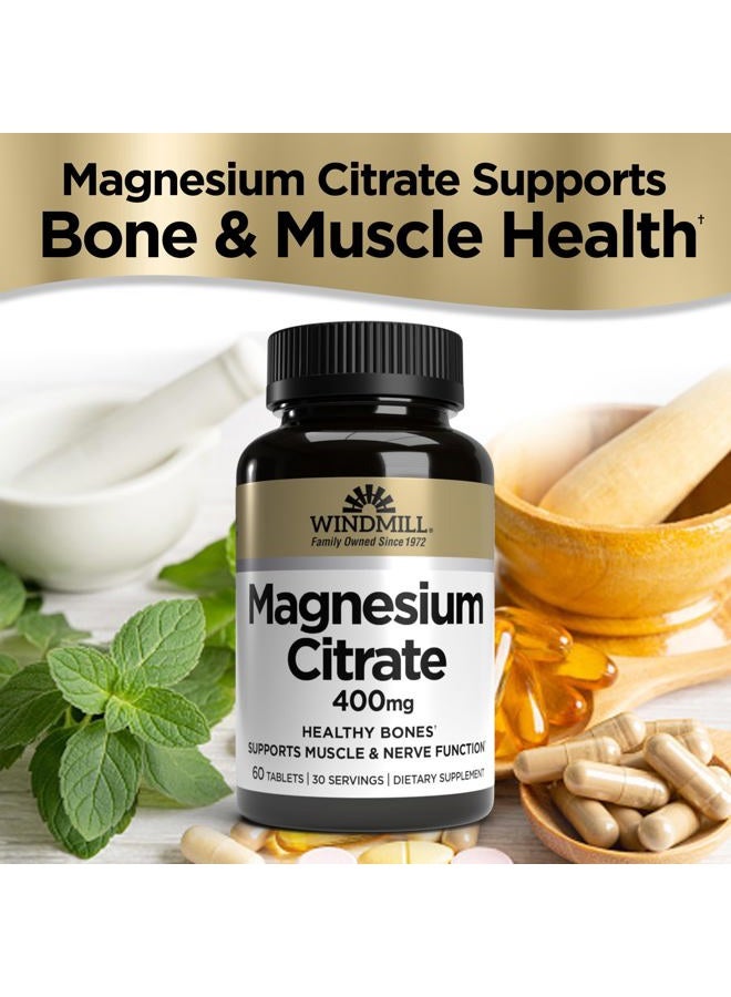 WINDMILL Natural Vitamins Magnesium Citrate 400mg 60 Tablets (Pack of 1) - Image 3