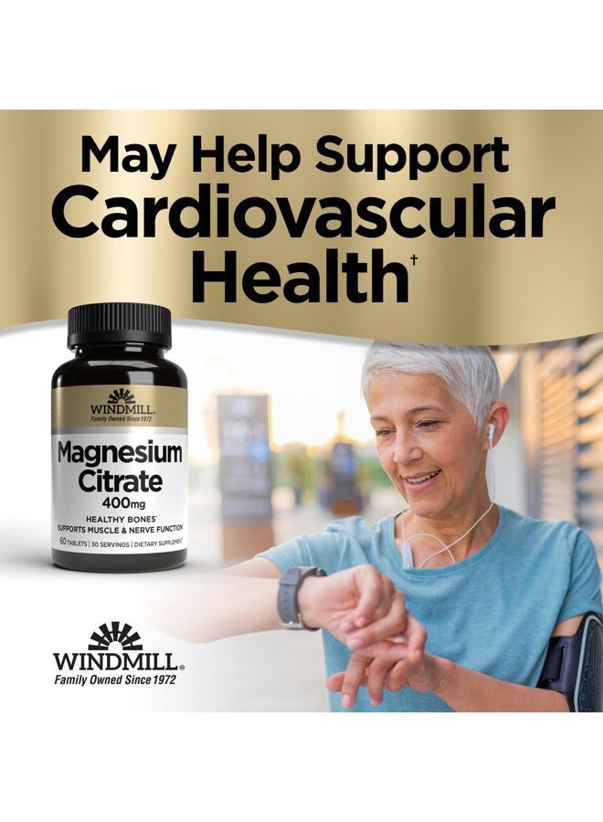 WINDMILL Natural Vitamins Magnesium Citrate 400mg 60 Tablets (Pack of 1) - Image 2