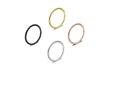 HQLA 16G 18G 20G Stainless Steel Hinged Clicker Segment Septum Nose Lip Ring Hoop Cartilage Tragus Sleeper Earrings Body Piercing Jewelry for Women Men 6mm 8mm 10mm Mix Colors A Set (18G - 7mm - 4Pcs) - Image 1