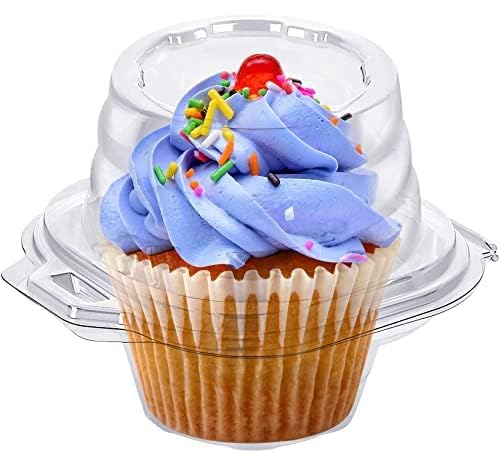 HIMETSUYA Cupcake Boxes Individual Cupcake Containers, 50 Packs Regular Single Cupcake Holder High Topping for Muffins, Thicker Stackable Plastic Cupcake Carrier for Party (50 pack) - Image 2