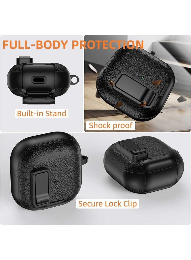 HaDoii Stand Case Compatible with Huawei FreeClip 2 with Safety Lock, Keychain, Soft TPU and Hard PC, Military Grade Drop Shockproof Full Protection Cover for Women Men - Image 4
