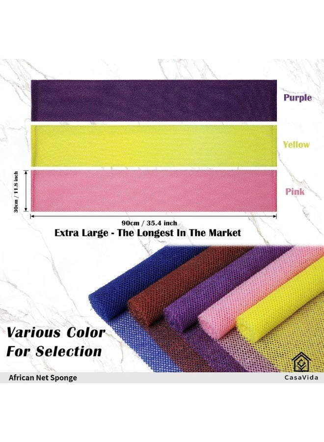 Net Sponge Exfoliating Washcloth - Net Bath Sponge Wash Cloth Exfoliating Loofah Towel Body Scrubber Back Scrubber for Shower Skin Smoother 3 Pieces (Pink Yellow Purple) - Image 2