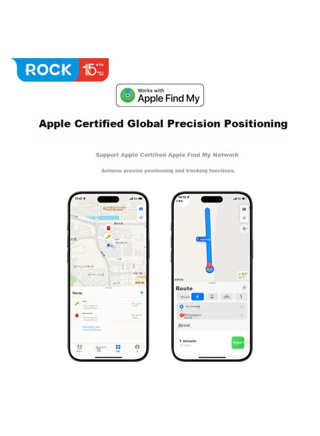 Rock Apple-certified Airtag Tracker, Anti-loss Device, Wireless Precise Location Finder, For Apple Phones, Children, Pets, Car Keys, Luggage, Bicycles, Backpacks - Image 1