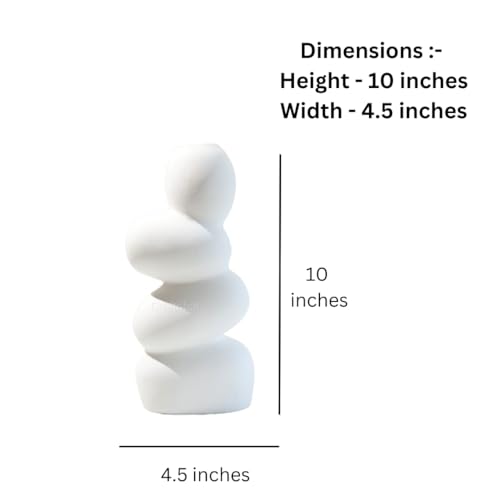 Craftribal's Pebble Vase|Ceramic Flower Vase|10 Inches|Stone Vase|Color (White) Pebble vase for Flowers Pampass Grass Home Decor Living Room Bedroom Office Center Table - Image 5