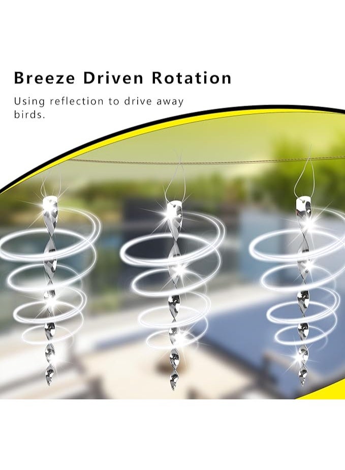 Generic Bird Scare Rods Silver Hanging Plastic Bird Deterrent Device, Wind Driven Rotation Reflective Scare Rods to Keep Birds Away from House Windows Outdoor Garden Yard 6Pcs  - Image 3