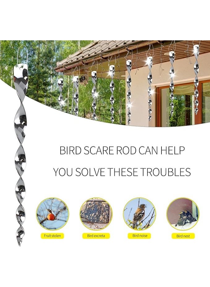 Generic Bird Scare Rods Silver Hanging Plastic Bird Deterrent Device, Wind Driven Rotation Reflective Scare Rods to Keep Birds Away from House Windows Outdoor Garden Yard 6Pcs  - Image 2