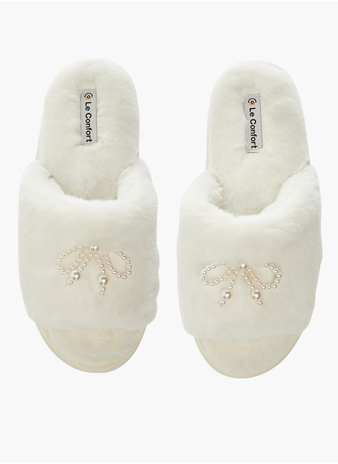 Le Confort Womens Bow Applique Slip-On Slippers  - Image 2