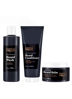 scotch porter Beard Wash, Conditioner & Balm - Cleanse, Moisturize, Hydrate, Soften & Style Coarse, Dry Beard Hair While Encouraging Growth For A Fuller, Healthier-Looking Beard  - Image 1