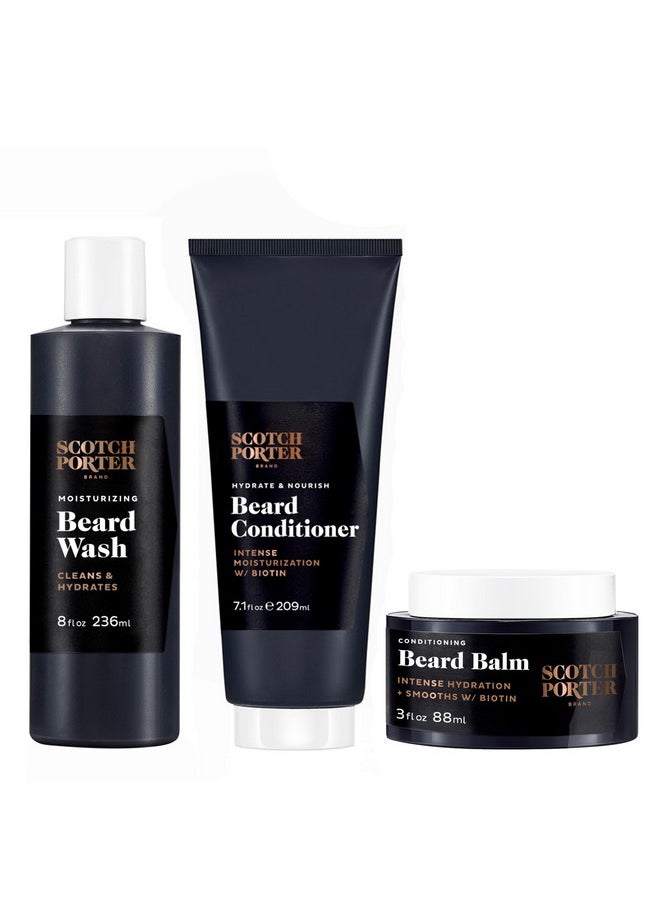 scotch porter Beard Wash, Conditioner & Balm - Cleanse, Moisturize, Hydrate, Soften & Style Coarse, Dry Beard Hair While Encouraging Growth For A Fuller, Healthier-Looking Beard  - Image 1