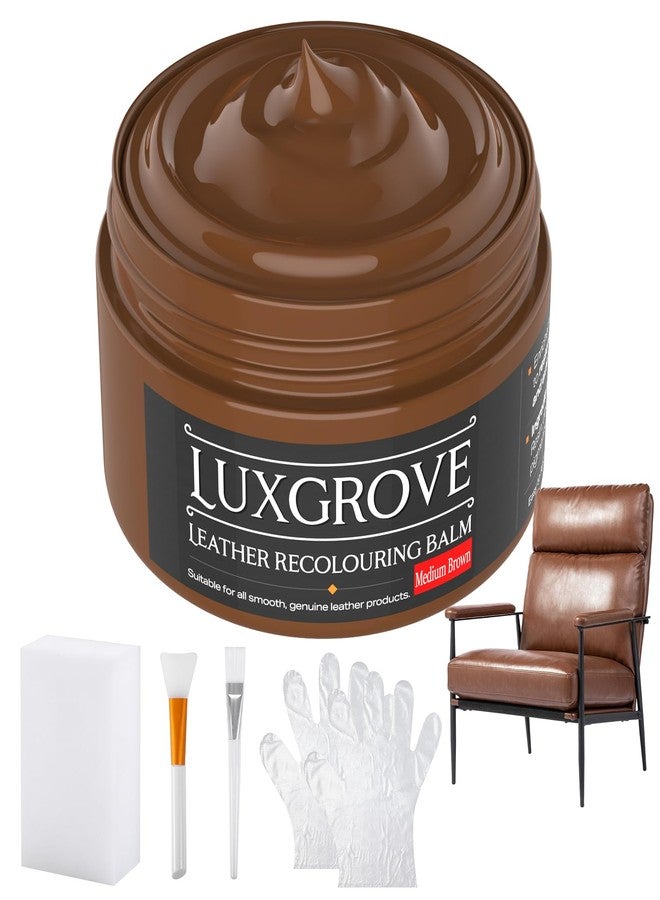 LUXGROVE® Medium Brown Leather Recoloring Balm, Leather Repair kit for Vinyl Furniture, Leathers Dye Paint for Faded & Scratched Leathers Couches, Car Seats, Shoes, Bag, Chair (50ml) - Image 1