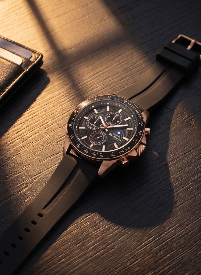Ben Sherman Winchester Black Dial Black Silicone Strap Chronograph Watch for Men, 43.2mm - Image 4