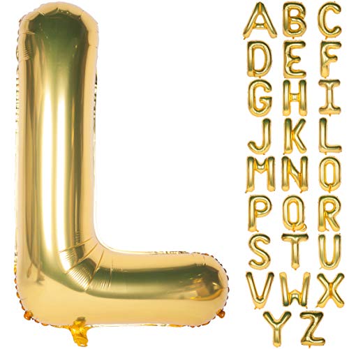 CHANGZHONG Letter Balloons 40 Inch Giant Jumbo Helium Foil Mylar for Party Decorations Gold L - Image 1