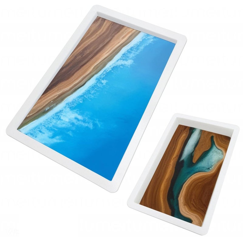 2Pcs Extra Large Reusable Epoxy Resin Table Mold157x98x3 inch 114x75x2 inch Rectangles Epoxy Resin Molds for River Table Coffee Side Table Cutting Board Charcuterie Board Art Panel