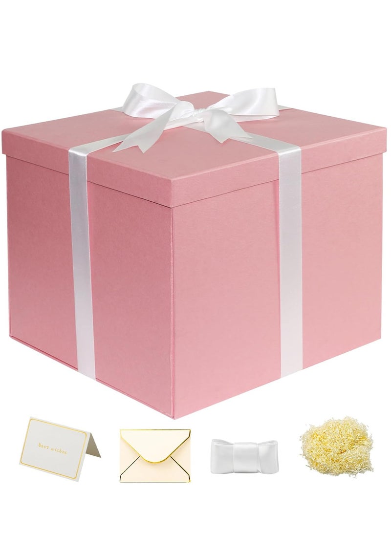جوسكوين صندوق هدايا كبير 12x12x10 بوصة، صناديق هدايا وردية اللون، صندوق هدايا عيد ميلاد، صندوق هدايا، للتغليف، عيد الحب، عيد الأم، الذكرى السنوية. - Image 1