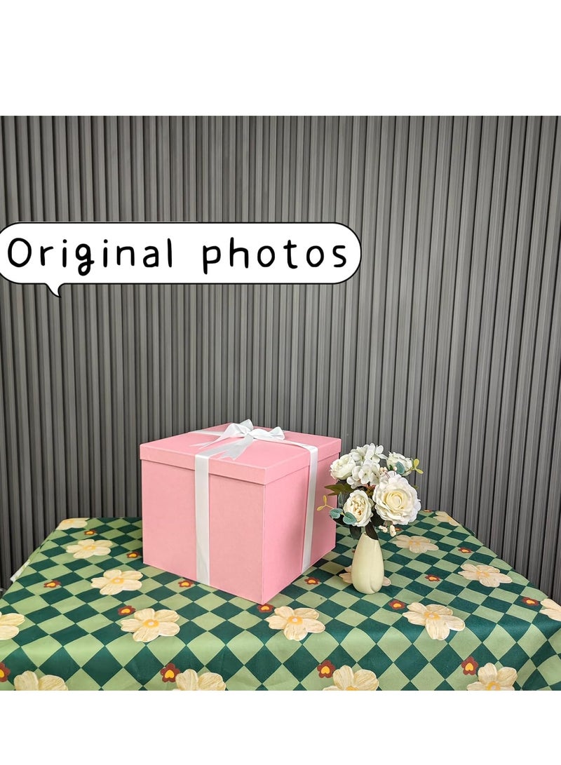 جوسكوين صندوق هدايا كبير 12x12x10 بوصة، صناديق هدايا وردية اللون، صندوق هدايا عيد ميلاد، صندوق هدايا، للتغليف، عيد الحب، عيد الأم، الذكرى السنوية. - Image 5