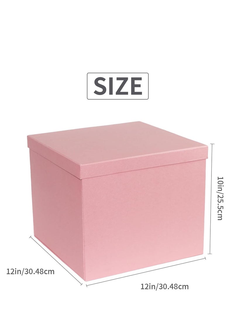 جوسكوين صندوق هدايا كبير 12x12x10 بوصة، صناديق هدايا وردية اللون، صندوق هدايا عيد ميلاد، صندوق هدايا، للتغليف، عيد الحب، عيد الأم، الذكرى السنوية. - Image 4