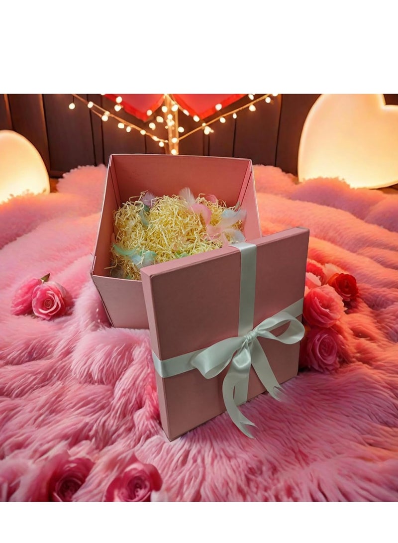 جوسكوين صندوق هدايا كبير 12x12x10 بوصة، صناديق هدايا وردية اللون، صندوق هدايا عيد ميلاد، صندوق هدايا، للتغليف، عيد الحب، عيد الأم، الذكرى السنوية. - Image 3