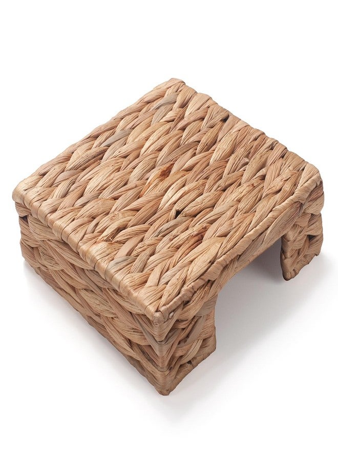 IVAILEX Water Hyacinth Bathroom Napkin Holder Tray Flat Napkin Basket for Table Wicker Guest Towel Holder Square 7.5" x 7.5" x 2.4" - Image 3