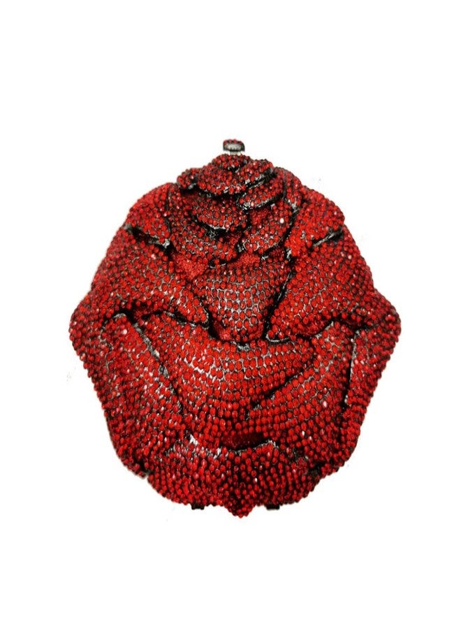 DEBIMY Fancy Rose Women Crystal Clutch Bags Wedding Rhinestone Classical Evening Bag Prom Cocktail Party Handbag and Purse Red - Image 1