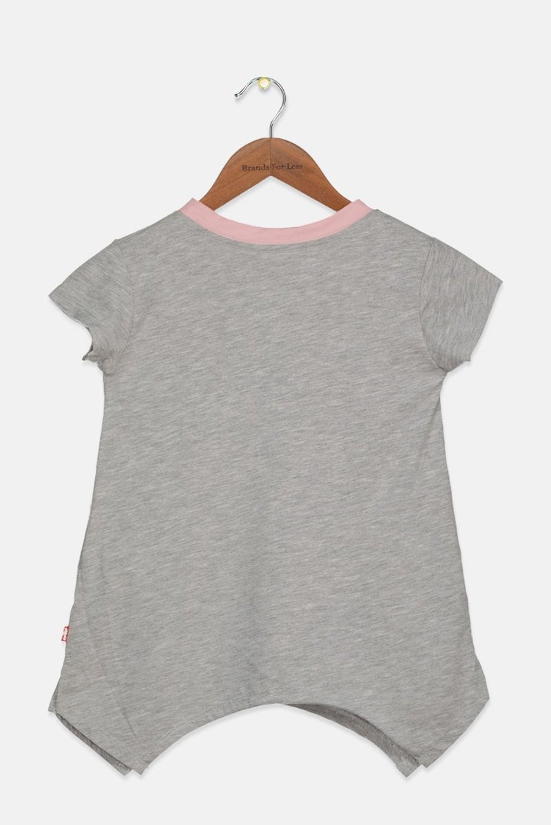 Levi's Toddlers Girl Crew Neck Short Sleeve Brand Logo Top, Grey - Image 2