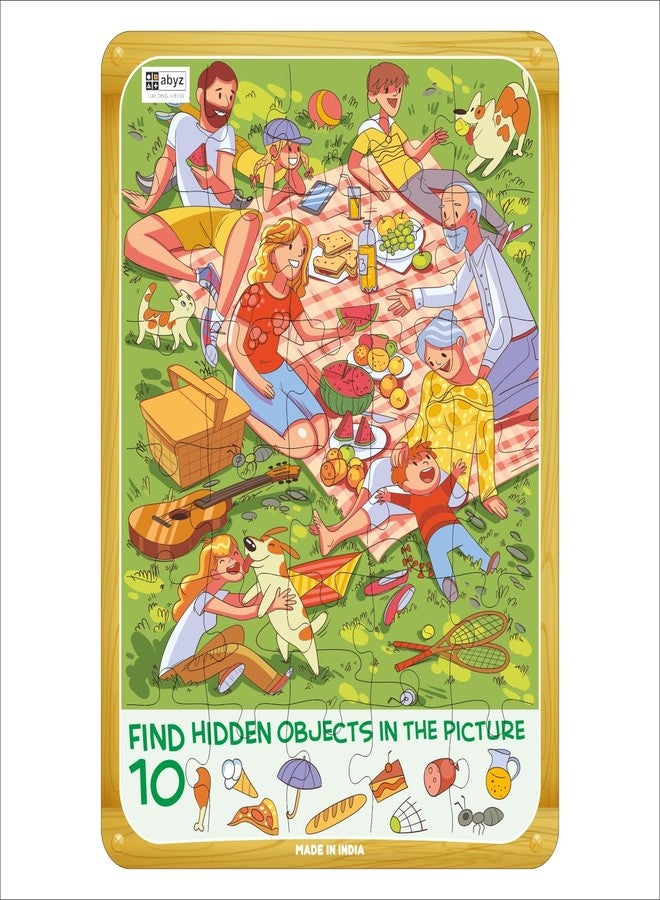 ABYZ Wooden Jigsaw Puzzle – Family Picnic Playset for Fun Educational & Little Explorers, 30-Pieces & Pack of 3 Fun Games with Multicolor | Birthday Gift for (3-6 Year) Age Kids. - Image 1