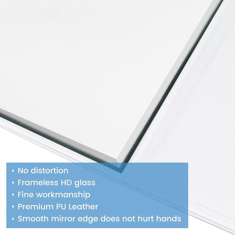 Eletree Portable Folding Makeup MirrorFrameless Pu Leather Vanity Mirror with StandTabletop Adjustable Creative Sturdy Fashion MirrorRectangle Cosmetic Makeup Mirror White 2 - Image 4