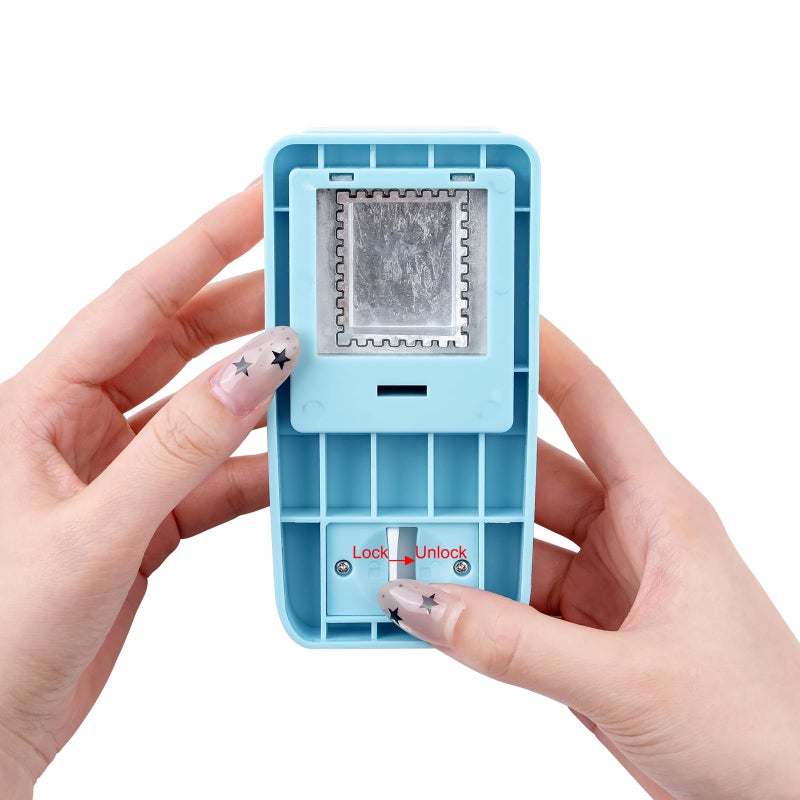 CYFUN DESIGN 2 Pcs Stamp Punch, 1 Inch Square Hole Punch & 1 Inch Square Postage Stamps Punches, Stamps Shaped Paper Puncher, Stamp Cutter, Portable Lever Craft Punches for Paper Crafting DIY Scrapbooking - Image 4