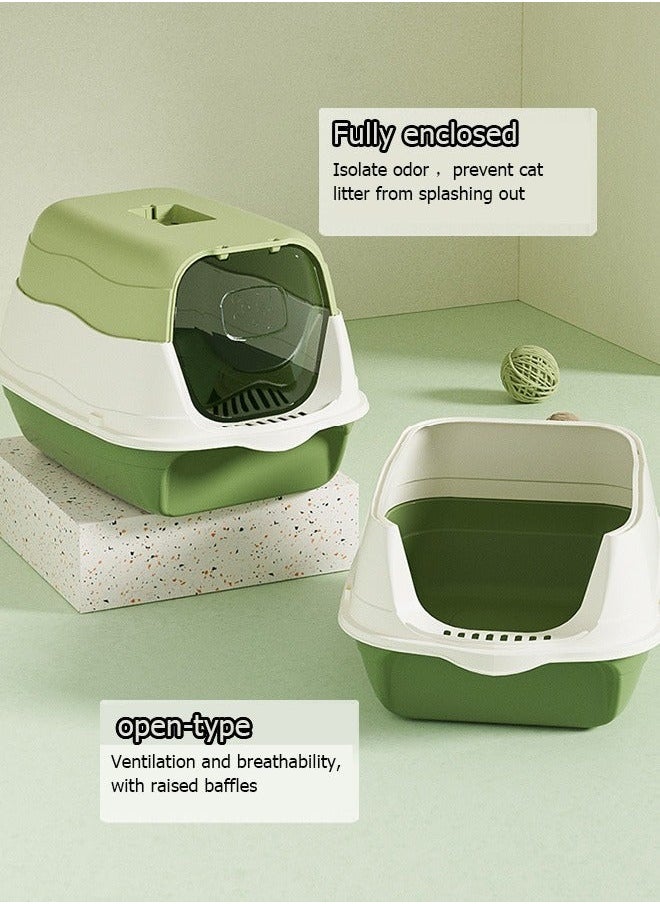 Generic - Cat Litter Box, Large Removable Cat Litter Box, Fully Enclosed Cat Litter Box, With Lid, Top Entry, Splash-Proof Cat Supplies, With Cat Litter Scoop And Deodorizing Bag, Easy To Clean, No Odor, Kitten Pet Accessories - Image 1