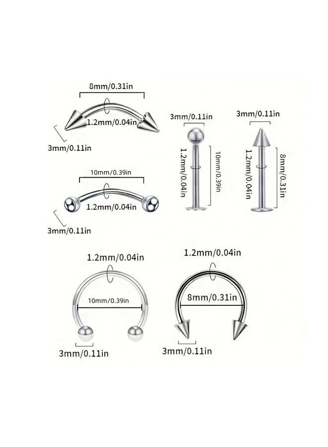 Steel 42PCS/Body Piercing Set Medical Steel Lip Nails, Lip Rings, Cartilage Daisy Earrings, Navel Rings, Nasal Septum Piercing, Jewelry Needles, Gloves Clip Tool Universal Model - Image 2