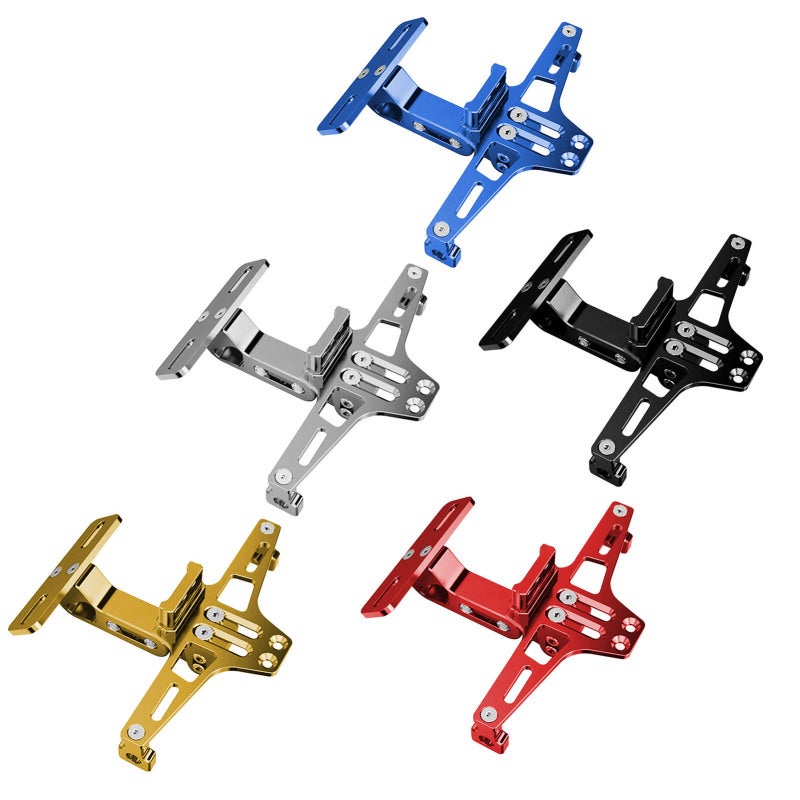 Motorcycle License Plate Bracket: Silver CNC Aluminum Alloy, Adjustable Length & Mount Position - LED Light Equipped Universal License Plate Holder for Night Riding Motorcycle Owners - Image 5
