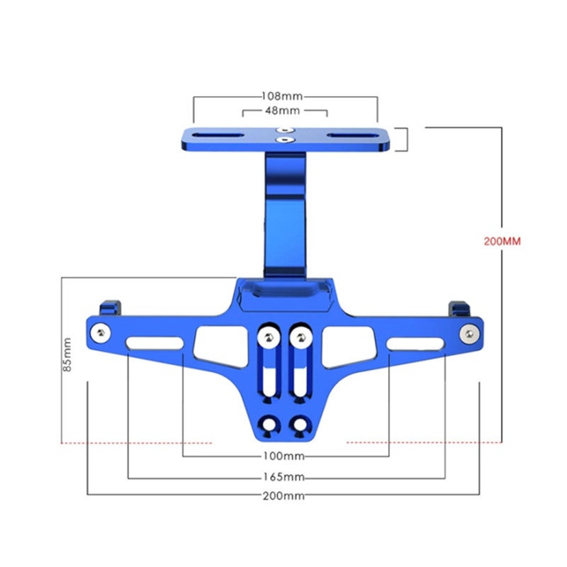 Motorcycle License Plate Bracket: Silver CNC Aluminum Alloy, Adjustable Length & Mount Position - LED Light Equipped Universal License Plate Holder for Night Riding Motorcycle Owners - Image 3