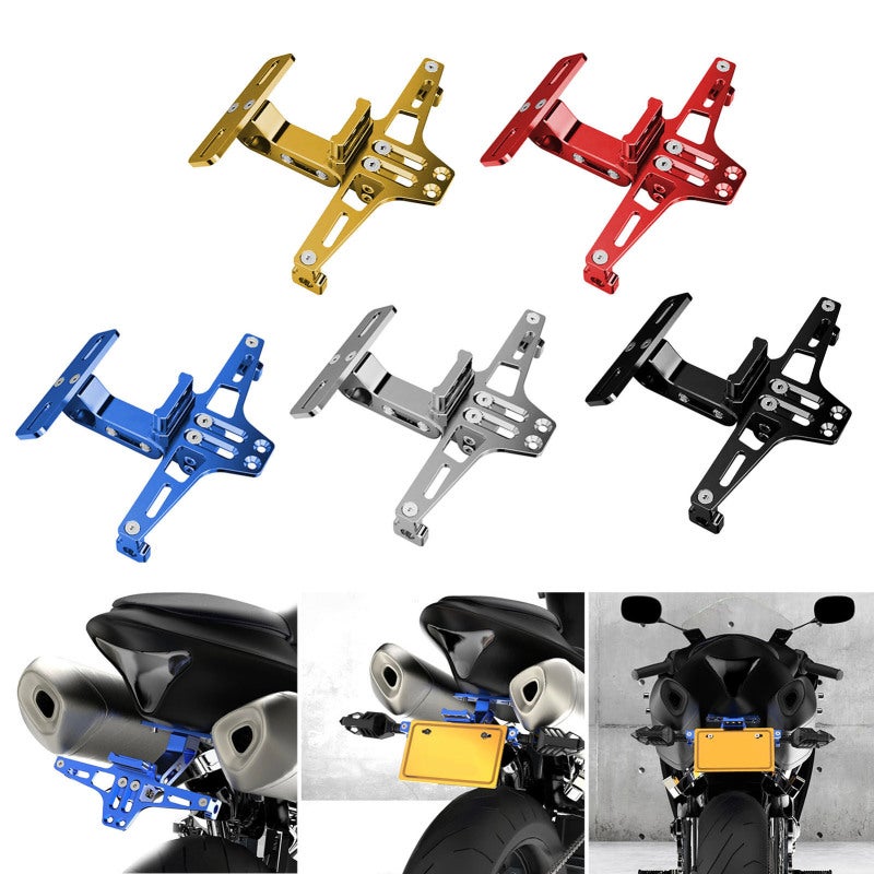 Motorcycle License Plate Bracket: Silver CNC Aluminum Alloy, Adjustable Length & Mount Position - LED Light Equipped Universal License Plate Holder for Night Riding Motorcycle Owners - Image 4