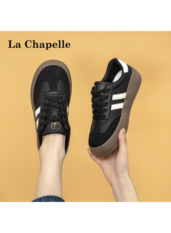 LA CHAPELLE أحذية لا شابيل للنساء، أحذية تدريب جديدة بسُمك عالٍ للصيف، أحذية رياضية عصرية ومتعددة الاستخدامات للنساء، سوداء، مقاس 39 - Image 4
