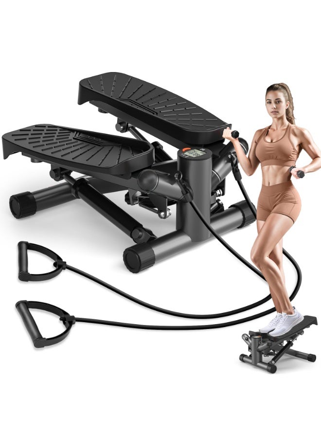 WALALLA Steppers for Exercise at Home,Adjustable Height Mini Stepper with Resistance Bands,Stair Stepper with 100kg Loading Capacity,Twist Stepper for Full Body Workout - Image 1