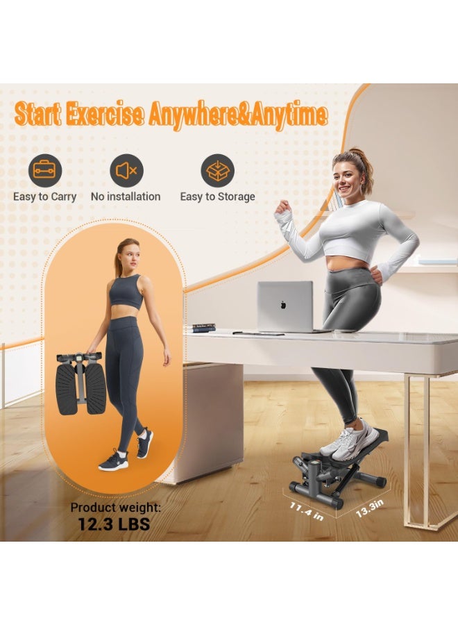WALALLA Steppers for Exercise at Home,Adjustable Height Mini Stepper with Resistance Bands,Stair Stepper with 100kg Loading Capacity,Twist Stepper for Full Body Workout - Image 2