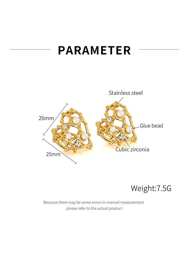 Temperament Earrings For Women, Stainless Steel, Niche Design, Love Heart Hollow High-End Earrings - Image 3