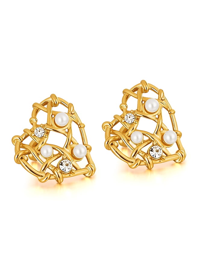 Temperament Earrings For Women, Stainless Steel, Niche Design, Love Heart Hollow High-End Earrings - Image 1