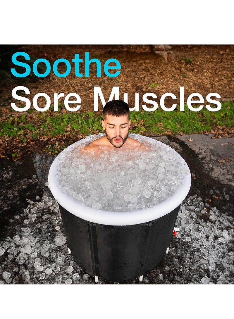 حوض سباحة جليدي للرياضيين حوض سباحة جليدي محمول قابل للطي للرياضيين حمام سباحة داخلي في الهواء الطلق (80 × 75 سم) - Image 1