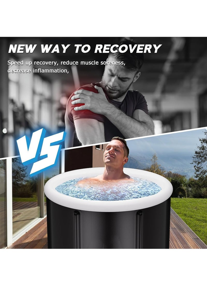 حوض سباحة جليدي للرياضيين حوض سباحة جليدي محمول قابل للطي للرياضيين حمام سباحة داخلي في الهواء الطلق (80 × 75 سم) - Image 4