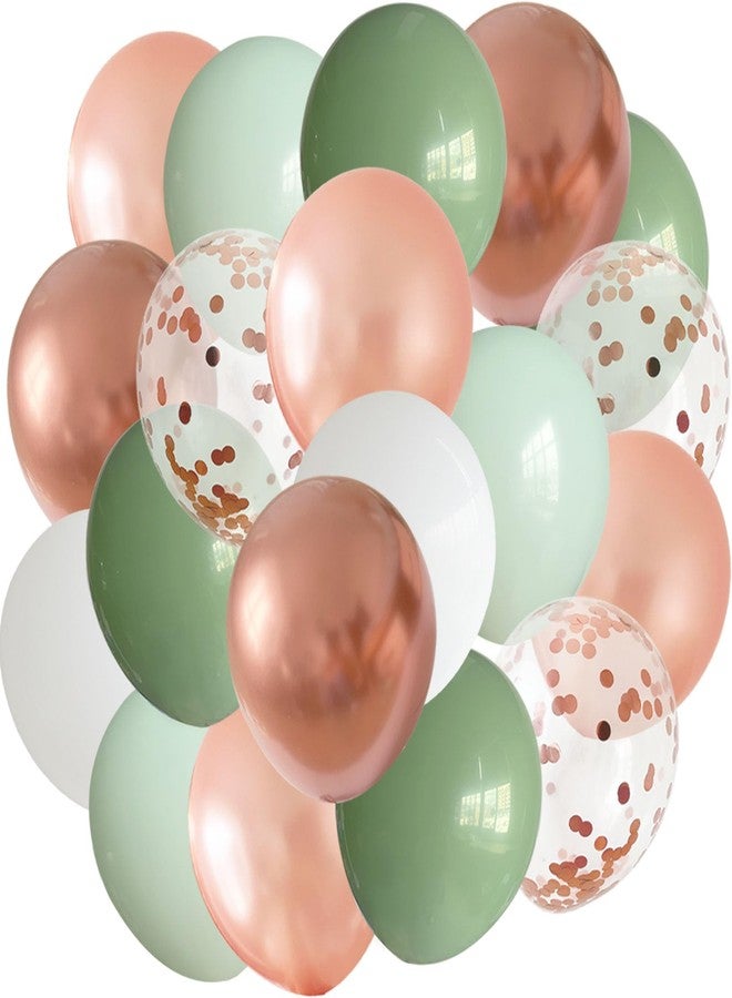 ANSOMO Sage Green and Rose Gold Latex Balloons 12 Inch 50 Pcs Party Decorations Matte White Pink Spring Chrome Confetti Balloons Wedding Birthday Bridal Baby Shower Graduation Décor Supplies - Image 2