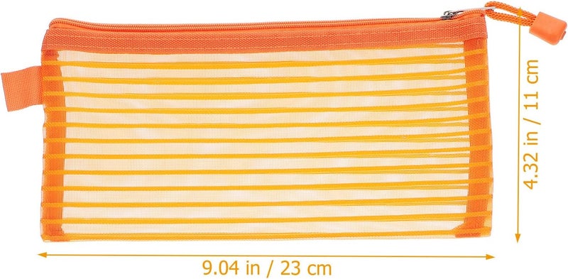 TIDTALEO 6pcs Mesh Zipper File Pouches Organizer Bags, Colorful Striped Document Holders, Visible File Storage with Sturdy Zipper for Office and School Supplies - Image 2