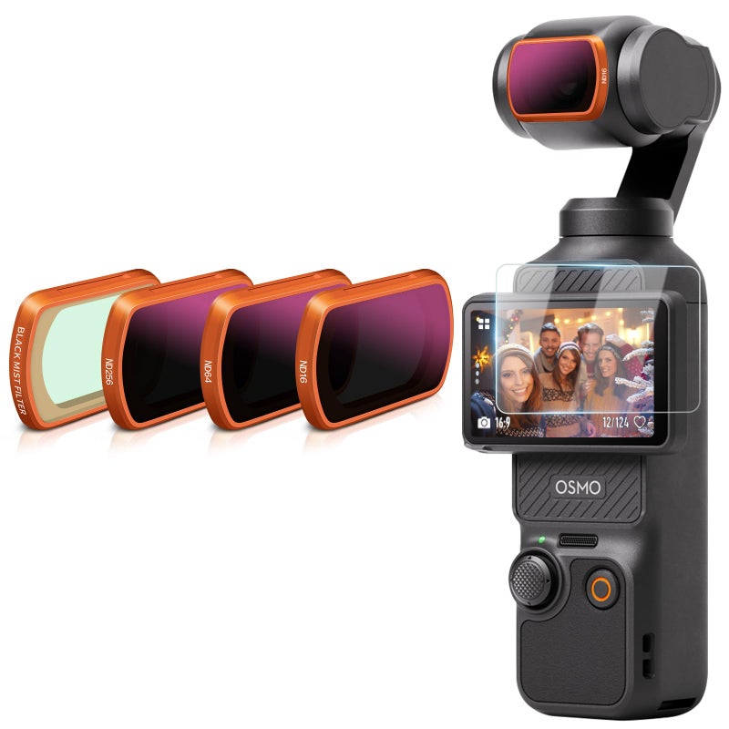 MINGVEN مجموعة فلاتر ND مغناطيسية MINGVEN Osmo Pocket 3 وفلتر تشتت أسود 1/4 لكاميرا DJI Osmo Pocket 3/Xtra Muse - 4 عبوات (فلتر ضباب أسود، ND16، ND64، ND256) - Image 1
