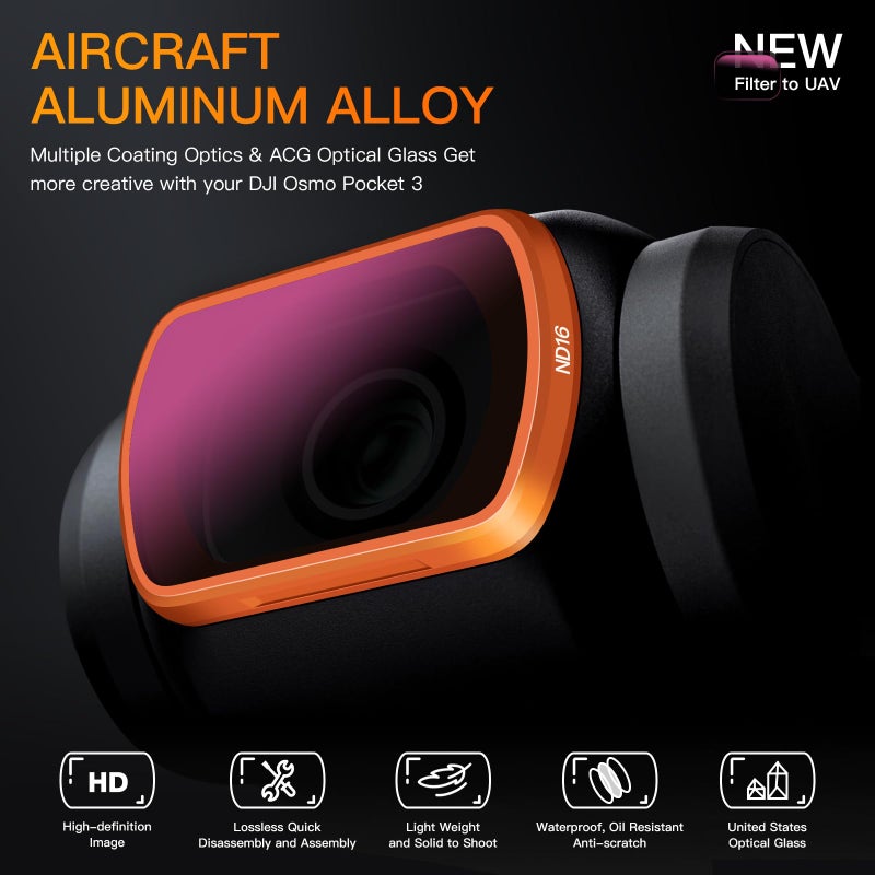MINGVEN مجموعة فلاتر ND مغناطيسية MINGVEN Osmo Pocket 3 وفلتر تشتت أسود 1/4 لكاميرا DJI Osmo Pocket 3/Xtra Muse - 4 عبوات (فلتر ضباب أسود، ND16، ND64، ND256) - Image 2