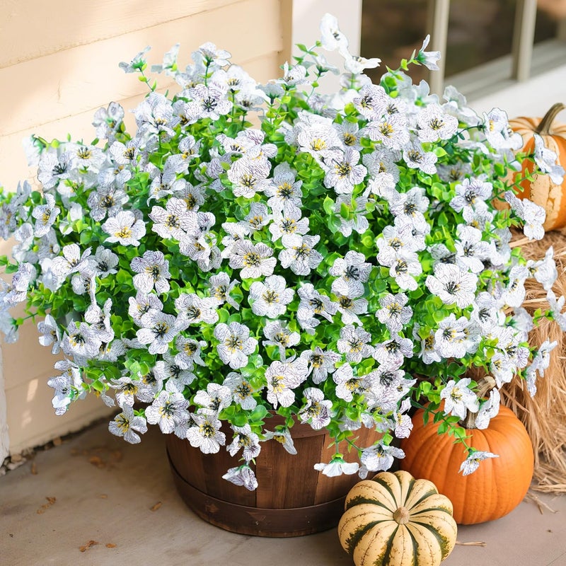 florisso Artificial Fake Plants Flowers for Outdoor Outside Spring Summer Decoration, 12 Bundles Faux Silk White Daisy UV Resistant Realistic for Porch Patio Home Window Box Yard Garden Planter - Image 1