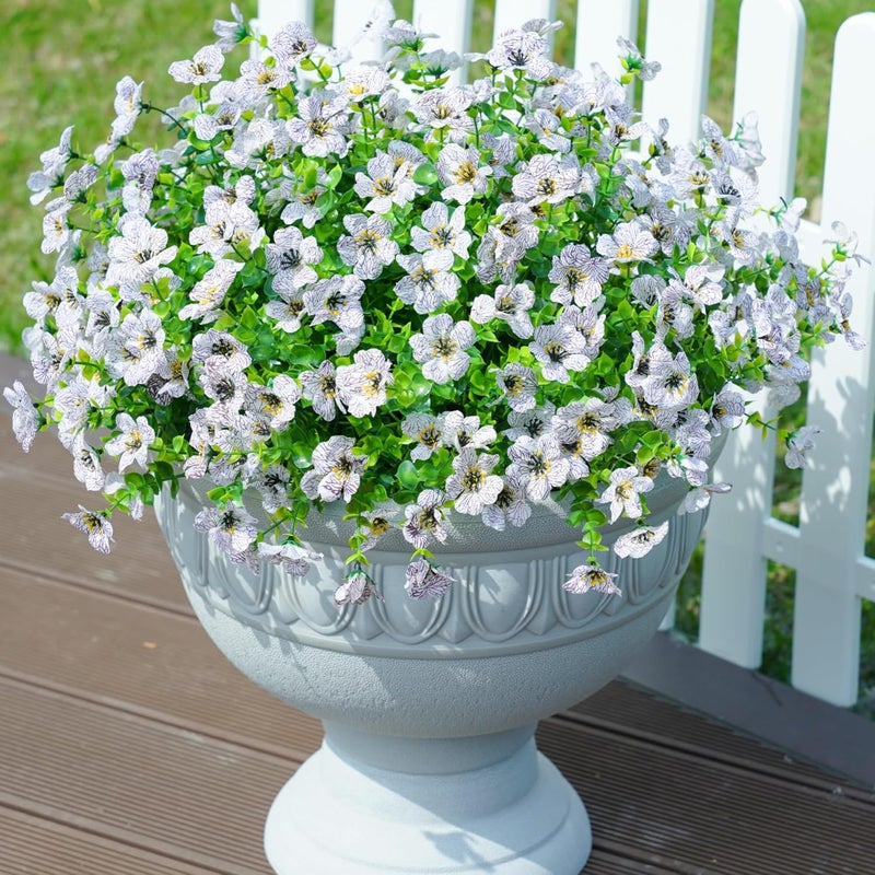 florisso Artificial Fake Plants Flowers for Outdoor Outside Spring Summer Decoration, 12 Bundles Faux Silk White Daisy UV Resistant Realistic for Porch Patio Home Window Box Yard Garden Planter - Image 2