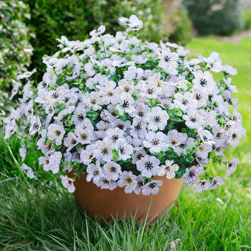 florisso Artificial Fake Plants Flowers for Outdoor Outside Spring Summer Decoration, 12 Bundles Faux Silk White Daisy UV Resistant Realistic for Porch Patio Home Window Box Yard Garden Planter - Image 3