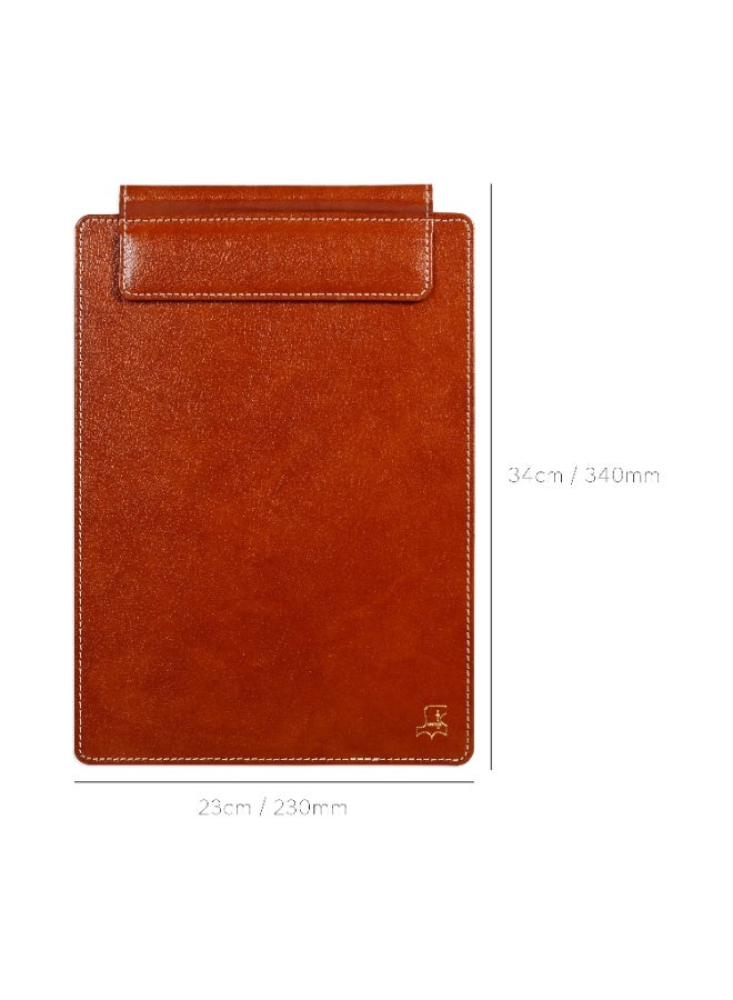 FIS Clip Board, Covered by German Bonded Leather Materials With Pen Holder & Magnetic Flap Clip, Brown Color, Pack in Gift Box-FSCBA4BLBR - Image 2