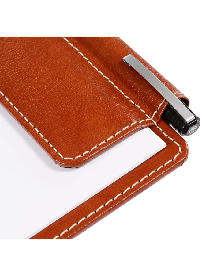FIS Clip Board, Covered by German Bonded Leather Materials With Pen Holder & Magnetic Flap Clip, Brown Color, Pack in Gift Box-FSCBA4BLBR - Image 5