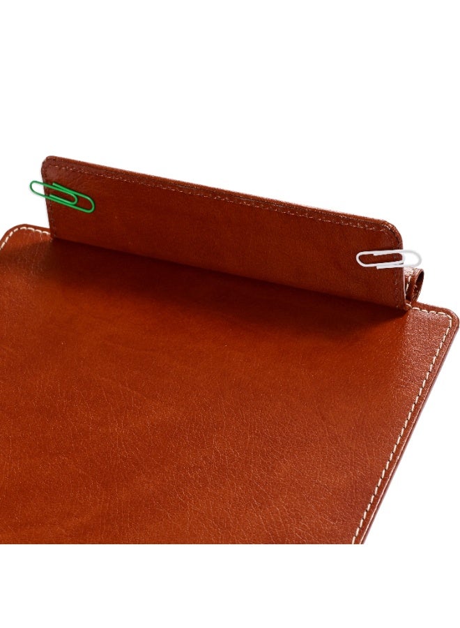 FIS Clip Board, Covered by German Bonded Leather Materials With Pen Holder & Magnetic Flap Clip, Brown Color, Pack in Gift Box-FSCBA4BLBR - Image 4