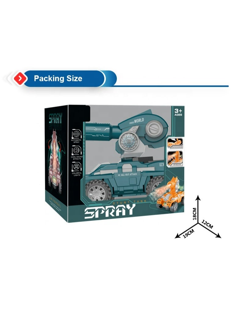 Automatic Spray Stunt Tank Toy for Kids with Cool Sound Effects and Colorful Lights - 360 Degree Rotating Mist Spraying RC Combat Vehicle - All-Out Attack Stunt Car for Boys & Girls Ages 3+ - Image 2